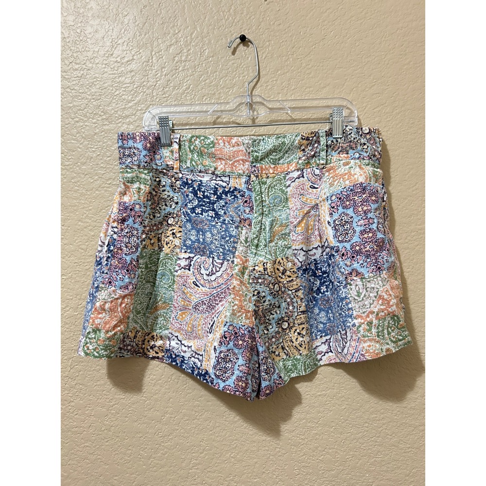 Rachel Zoe Shortssize XL Patchwork print Paisley Linen rainbow ditsy floral boho